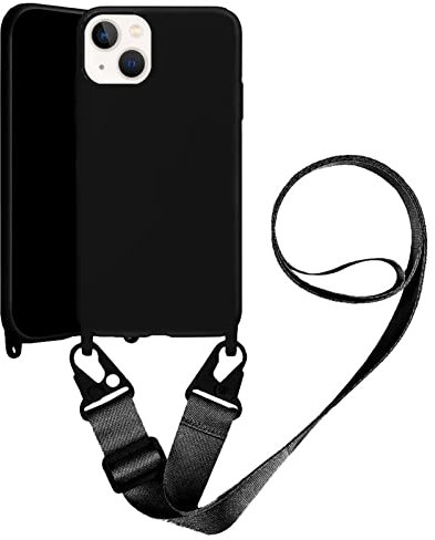 JIATAY Silicone iPhone 7 Plus 8 Plus Case with Phone Lanyard, Long Crossbody Strap, Universal Lanyard Adjustable Neck Strap Protective Case Phone Cover (Black, iPhone 7 Plus/8 Plus)