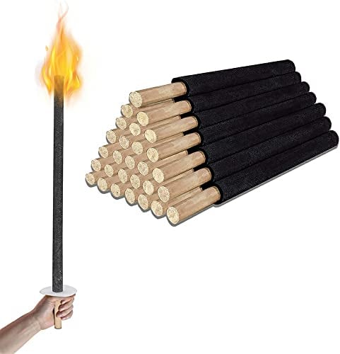 Ikodm 25 Stück Wachsfackeln mit Handschutz, 90-100 min Brenndauer Wachs-Fackeln, Fackeln für Wanderung & Party & Garten & Lagerfeuer, neujahr, weihnachten, martinstag