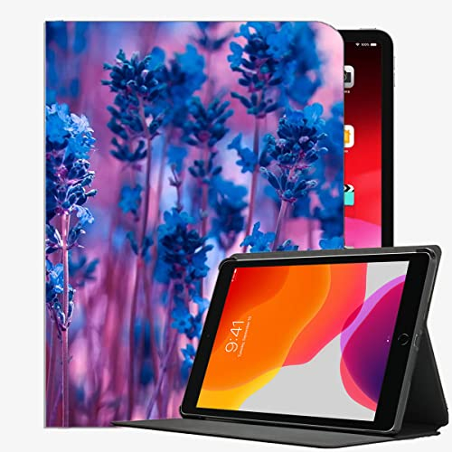 YENDOSTEEN Hülle für iPad Pro 9.7 mit Apple Pencil Halter,Blaue Lavendelblüten Lila Bokeh Klappständer Schutzhülle mit Automatischem Schlaf/Aufwach