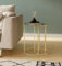 Hallowood Furniture 2 pequeñas mesas nido de metal en oro, mesa auxiliar con parte superior de cristal tintado, mesa de café, mesa de lámpara, mesa de plantas, mesas redondas nido para sala de estar y