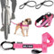 Hundeleine und Hundegeschirr für das Fahrrad, Geschirr mit seitlichen Ringen, inkl. 2 Fahrradgurte. Patentiert. (Rosa, S)