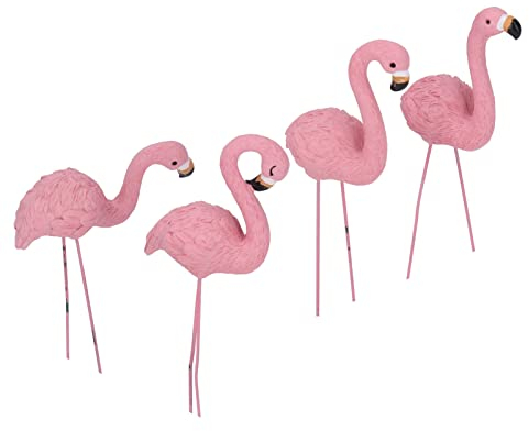 Flamingo Yard Dekorationen, 4 Stück Flamingo Garden Statue für Patio Rasen Gartendekorationen