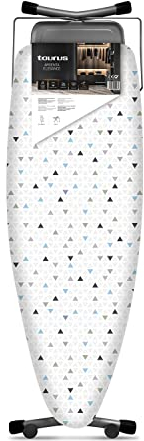 Taurus - Planche à repasser | Pliable | Rangement facile | Convient pour les centres de repassage | Hauteur réglable 98 cm | Passe au repassage assis | 100% coton | 130 x 48 cm