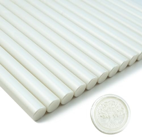 Wax Seal Stick, Tomgenrine 15 Pieces Glue Gun Wax Seal Sticks,for Letter Greeting Cards Wine Sealing Crafts Making Wedding and Party Invitations(Pearl White)