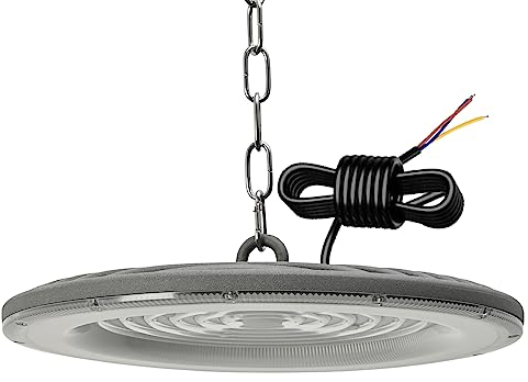 treoir 200W UFO LED Lámpara Alta Bahía, 24000LM Naves Industriales 6500K Blanco Frío Campana LED Industrial, IP65 Impermeable UFO Foco Led Industrial para Fábrica Garaje Taller