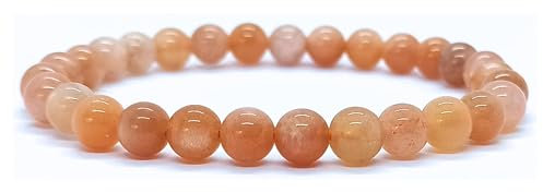 Énergétique jewel Bracelet Pierre de Lune Rose de 6 mm en Pierre Naturelle de Qualité A+ homme, femme et couple, idée cadeau bijoux lithothérapie