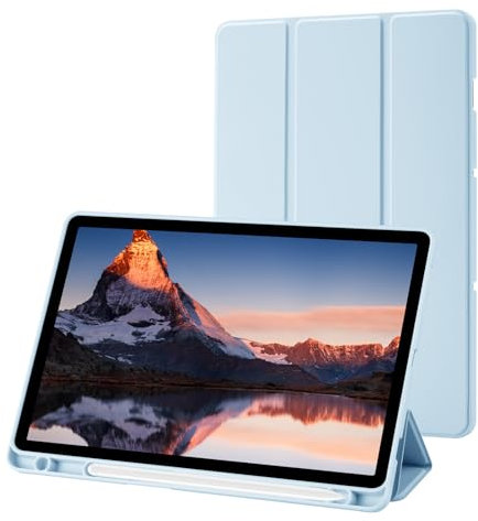 Case for Samsung Galaxy Tab S9 11 inch 2023 with S Pen Holder, Trifold Stand Smart Protective Case with Soft TPU Back, Auto Sleep/Wake Cover for Samsung Galaxy Tab S9 11 Case, Sky Blue