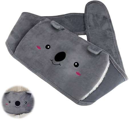Koala Wärmflasche, CHSEROK Wärmflaschengürtel Warm Halten 120×20cm Wärmflasche lang mit Verdickter Kurzer Plüsch für Rücken, Bauch und Nacken (Grau) Heißwasserbeutel Nicht Enthalten