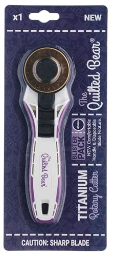 The Quilted Bear Rotary Cutter - Ergonomic Soft Grip Rotary Cutter for Fabric with Sharp Cutting Blade & Easy Blade Replace System (45mm Titanium)