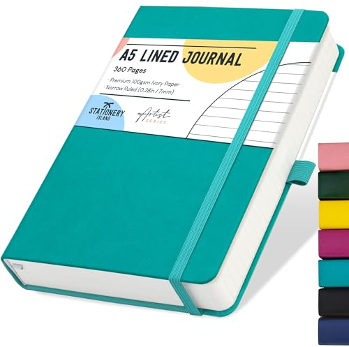STATIONERY ISLAND A5 Liniert Notizbuch, 360 Seiten Dickes Journal Notebook, Kariert Notizbücher Hardcover mit 100gsm zum Schreiben, Arbeiten, Studieren, Tagebuch