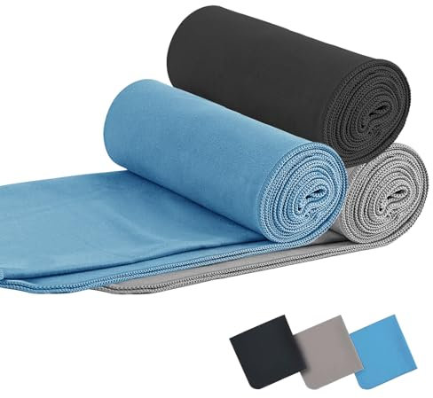 Serviette en Microfibre,Serviettes de Bain Microfibre 3 PCS Séchage Rapide Légère Absorbante Serviette de Ménage Serviette Plage,Parfaite pour Le Sport,Voyages,Plage,Camping et randonnées et Yoga
