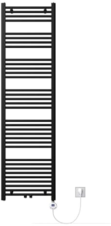 Mai & Mai Radiateur de Salle de Bain Electrique 180x60cm Gris Noir Sèche-Serviettes avec Résistance Chauffante 1000W