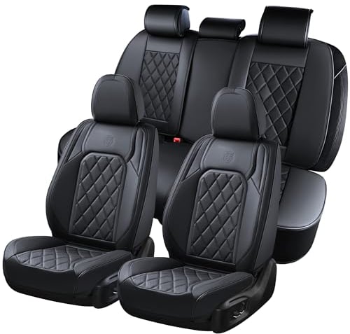 Coverado Sitzbezüge Sets, Universal Autositzbezüge für die Vordersitze und Rücksitze - Luxus PU Leder wasserdichte Autositz Protektor für Limousine/SUV/Pickup/Vans