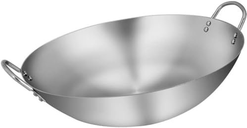 LRTYZBD Poêle wok en acier inoxydable sans revêtement anti-adhésif compatible tous feux - 50 cm