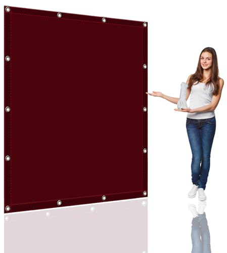 Sonnensegel Wasserdicht 3.6 x 4 m Wasserdicht Sonnenschutz Balkon Reißfest UV-Schutz nach Mass Polyestergewebe Mit Seil Sonnensegel Sonnenschutz für Camping Schwimmbad, Weinrot
