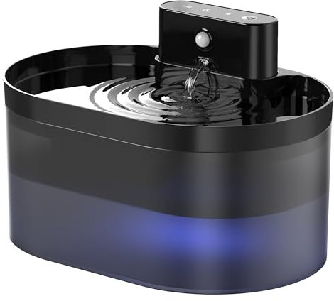 Fontaine À Eau Sans Fil Pour Chat : Fontaine À Eau Pour Animaux Domestiques À Piles, Distributeur Automatique D'eau Pour Chat De 2.2L, Fontaine À Eau Rechargeable Pour Chats D'intérieur Avec Détecteur