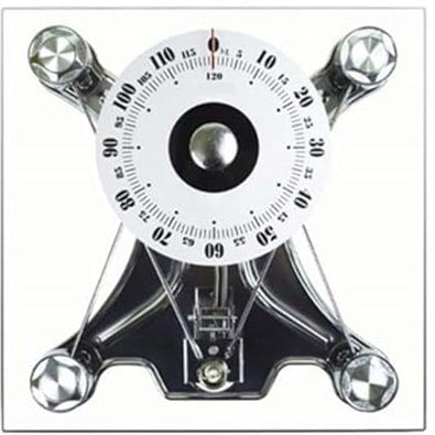 Mechanische Waage, Personenwaage Mechanisch, 120kg Kapazität, Keine Batterien, Leicht Ablesbar, Analoge Waage, für Zuhause Schule Krankenhaus Fitnessstudio