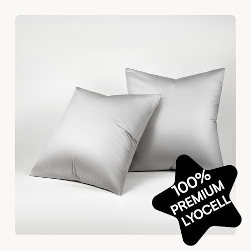Seralino Tencel Kissenbezug 80x80 Grau Hellgrau (2er Set) 100% Lyocell Kopfkissenbezug 80x80 (Tencel) | hochwertige Kissenhülle | Reißverschluss | Oeko-Tex | Atmungsaktiv | Allergiker Kissenbezüge