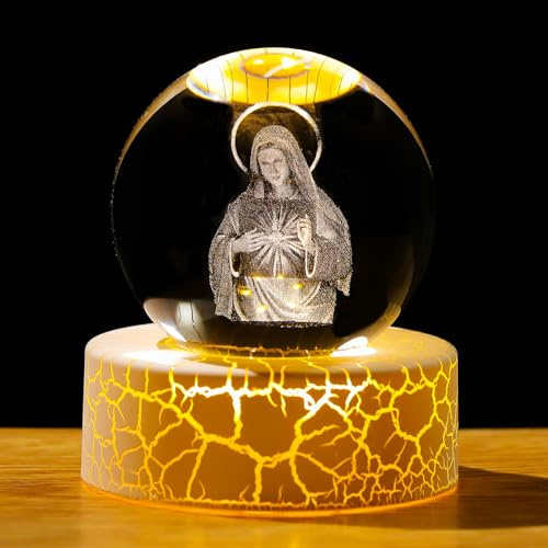 Ornalrist Kristallkugel Jungfrau Maria, 6 cm, katholisch, religiöses Geschenk für Frauen