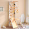 Merax Sprossenwand Klettergerüst Indoor für Kinder, Kletterwand aus Holz inkl. Rutsche, Schaukel, Krabbelleiter, Klimmzugsbereich, Ringe, Spielgeräte, Turnwand, Jungle Gym-Set, bis 50kg, Natur & Weiß