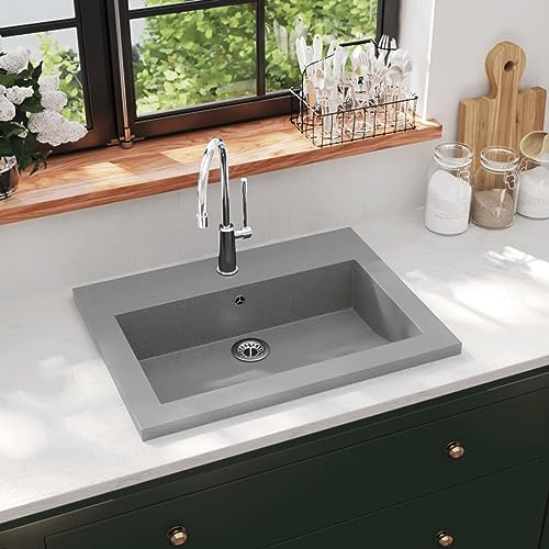 Brokky Lavabo en Granit 600 x 450 x 120 mm Gris,Vasque À Poser Salle De Bain,Lavabo Salle De Bain