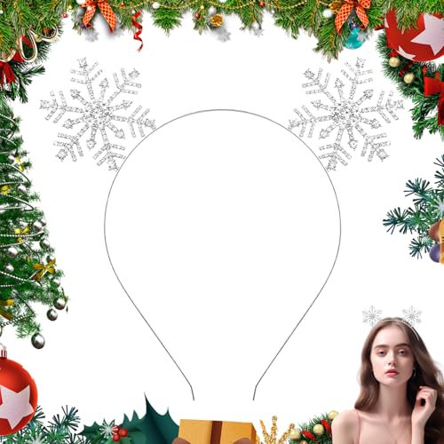 Serre Tete Noel Femme Enfant Adulte Sert Tête Fille Noël Bandeau Flocon de Neige Sert Tete Noel Strass Argenté Cadeaux pour Fêtes à Thème, Bals de fin D'année