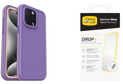 OtterBox Fre MagSafe Apple iPhone 15 Pro Max Rule of Plum - Purple with Premium Tempered Glass Protector