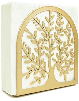 Serviettenhalter für Tische, Lebensbaum-Design, moderner Metall-Serviettenhalter für Zuhause, Küche und Picknick-Party, Gold