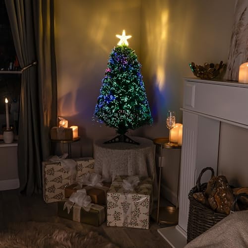 2ft - 7ft Green Pin Prick Fibre Optic Christmas Tree with Multi Coloured Fibre Optic Lights (3FT)