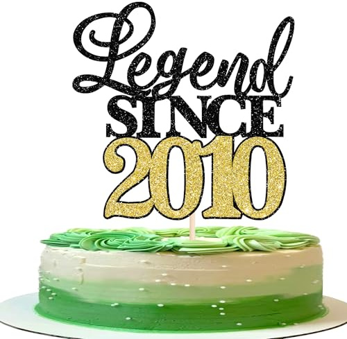 Xsstarmi 1 Packung Legend Since 2009 Cake Topper Glitter Happy 16th Birthday Cake Topper Cheers to 16 Fabulous Cake Decoration for 16th Birthday Wedding Anniversary Party Black Gold