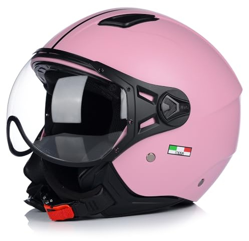 Jet Helm Mopedhelm | VITO Moda | Damen | Jethelm mit Visier | ECE 22.06 Zertifiziert | Motorradhelm (S (55-56cm))