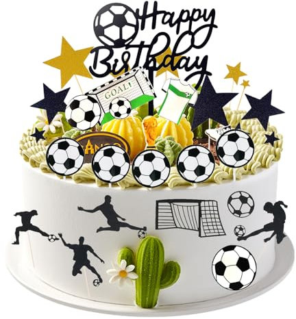 ZYNERY 32 Stück Fußball Tortendeko Set für Junge und Mädchen, Deko Geburtstag mit Tortenaufleger