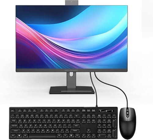 All-in-One PC 27inch Desktop Computer Rotatable Screen With Core i7(Up to 3.20Ghz)512GB SSD 16GB RAM Front Webcam,All-in-one Computer Supporting Dual-band WiFi 2.4G/5.2G Bluetooth 4.2, Black