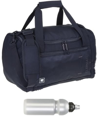 Sporttasche klein Damen Herren Kinder Small 42 cm 18 L Reisetasche Sport Reise Gymbag Arbeit Fitness Schule Gym Bag Tasche Elephant Dark S 3619 + Trinkflasche (Schwarz GRAU)