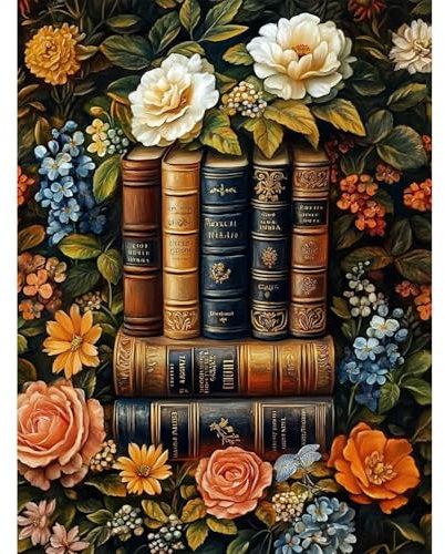 KEYIFA Bücher Malen Nach Zahlen Erwachsene, Blumen Malen Nach Zahlen Kits mit Pinseln und Acrylfarben, DIY Ölgemälde Set Malen Basteln Leinwand Bild Erwachsene, Home Deko 30x40cm