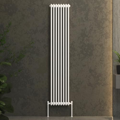 Contemporary Fluxx White Stainless Steel Vertical 3 Column Radiator - 1800 x 380mm