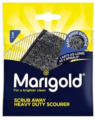 Marigold Scrub Heavy Duty Stainless Steel Scourer | Sponge-Filled Non-Scratch Scrubbing Pad | Rust-Free, Long-Lasting & Easy Rinse | For Pots, Pans, Grills, BBQs & Cookware