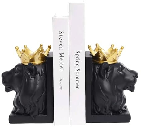 Rieort Serre-Livres Serre-Livres Robustes, Serre-Livres décoratifs en Forme de Lion, Bouchons de Livre en résine, extrémités de Livre Uniques et accrocheuses, Supports de Livres Parfaits Antidérapant