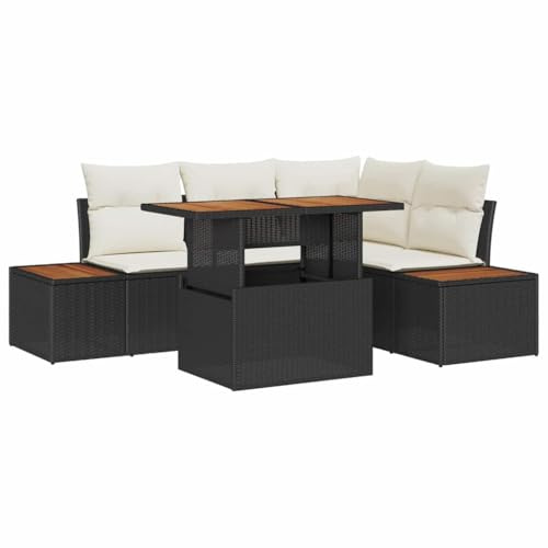 vidaXL Garten-Sofa-Set 5 STK. Schwarz Poly Rattan