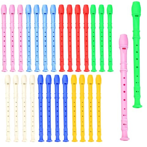 JEUIHAU 28 Pack 8 Hole Soprano Recorders, German Style Descant Flutes for School Music Class Beginners Christmas Party Favors