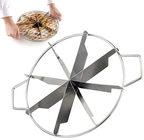 Sucritude 6/8 Acier Inoxydable Diviseur De Gâteau, 31cm Coupe Part De Gâteau, Tranches pour Restaurant, Café, Boulangerie, Maison, Pizza, Cheesecake, Presse De Coupe De Pizza, Outil De Cuisson