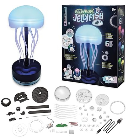 Quallenlampe zum Bauen – DIY-Set mit Zahnrädern – LED-Licht in 6 Farben, entspannende Bewegung – USB inklusive – illustrierte Schritt-für-Schritt-Anleitung – ab 8 Jahren – 7084