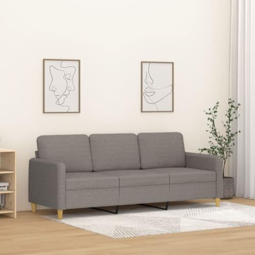 HETFTJN 3-Sitzer-Sofa Taupe 198 x 77 x 80 cm Modernes Schlafsofa Stoff mit Metallgestell Bequeme Couch für Living Room, Jugendzimmer & Büro