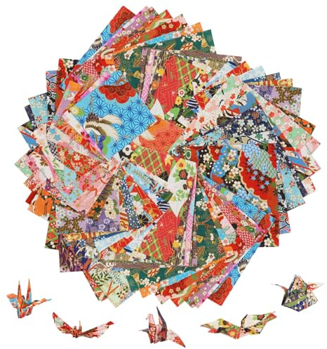 Origami Papier Faltpapier Faltblätter - 80 Blatt Unterschiedliche Muster papier Japanisches Papier, Einseitig, 3 Größen,doppelseitiges Origami für DIY Kunst und Bastelprojekte,Zufällige Farbe