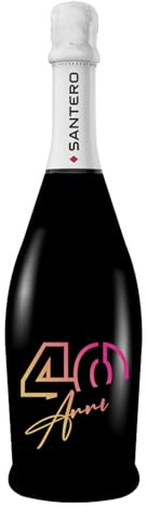 BRANDGIFT.IT Bottiglia Personalizzata Compleanno Santero 958 NERA Spumante Extra Dry Perlage Floreale Bottiglie Personalizzate Anni Compiuti Ottimo Regalo Per Brindisi Originali (ROSA, 40 ANNI)