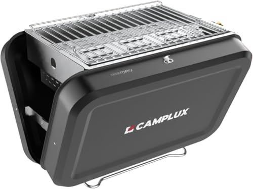 CAMPLUX Campinggrill Gas & Holzkohle, Faltbar, 2 kW, FoldGo FG16GB | 32 × 23,5 cm Grillfläche, für Gaskartuschen geeignet, schnell faltbar und platzsparend – für Camping, Balkon und Reisen