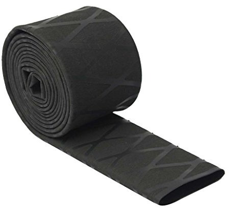 Sharplace 1M Heat Shrink Waterproof Non Slip Fishing Rod Racket Sleeve, Black, 28mm