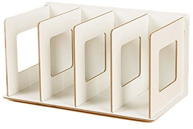FOKOM CD/DVD/Bücherregal aus Holz (Weiß, 30,5 x 15 x 17 cm) - Faltbar, platzsparende Aufbewahrung für CDs, DVDs, Bücher