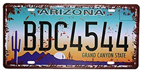 Shinewe, targa vintage Arizona BDC4544 in metallo, accessori e decorazioni per casa e pareti, 15 x 30 cm