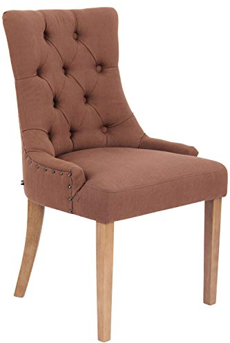 CLP Esszimmerstuhl Aberdeen Mit Hochwertiger Polsterung Und Stoffbezug I Polsterstuhl Mit Gestell Aus Kautschukholz I Sitzhöhe Von 50 cm, Farbe:braun, Gestell Farbe:antik-hell